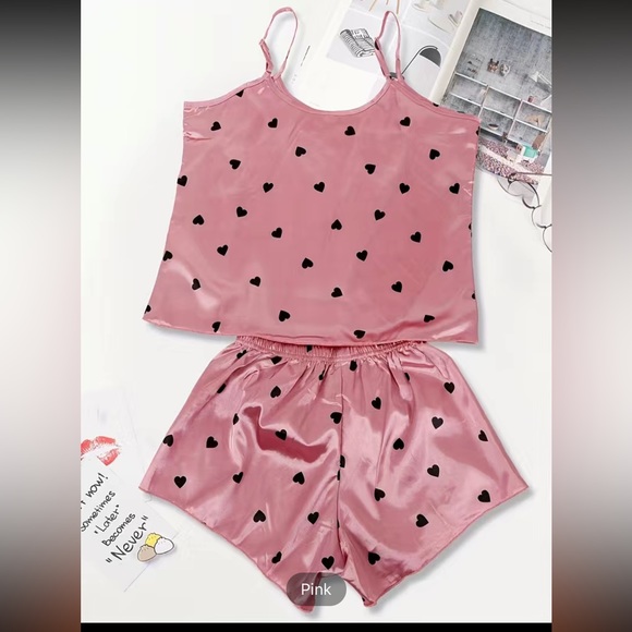 Satin  Pajamas Set, Sleeveless Pajama Top & Pajama Shorts Set - Picture 5 of 5